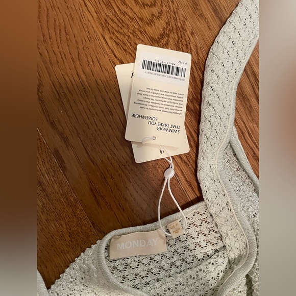 MONTEGO BANDEAU DRESS - IVORY LUREX LACE CROCHET Size P - Picture 9 of 12